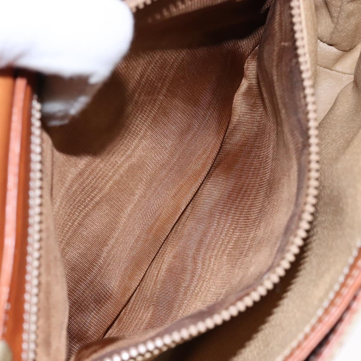 Celine Vintage Macadam Shoulder Bag Canvas and Leather, BEIGE, CANVAS, Shoulder bag