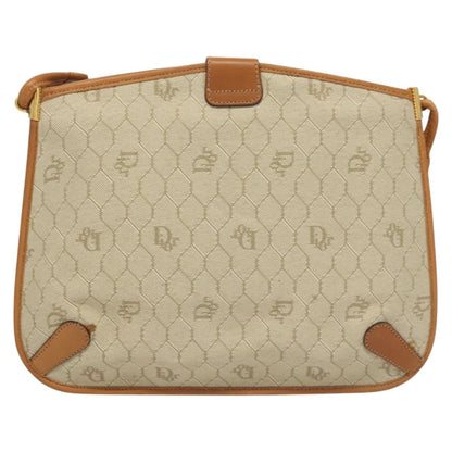 Christian Dior Vintage Honeycomb Shoulder Bag Canvas and Leather, BEIGE, CANVAS, Shoulder bag