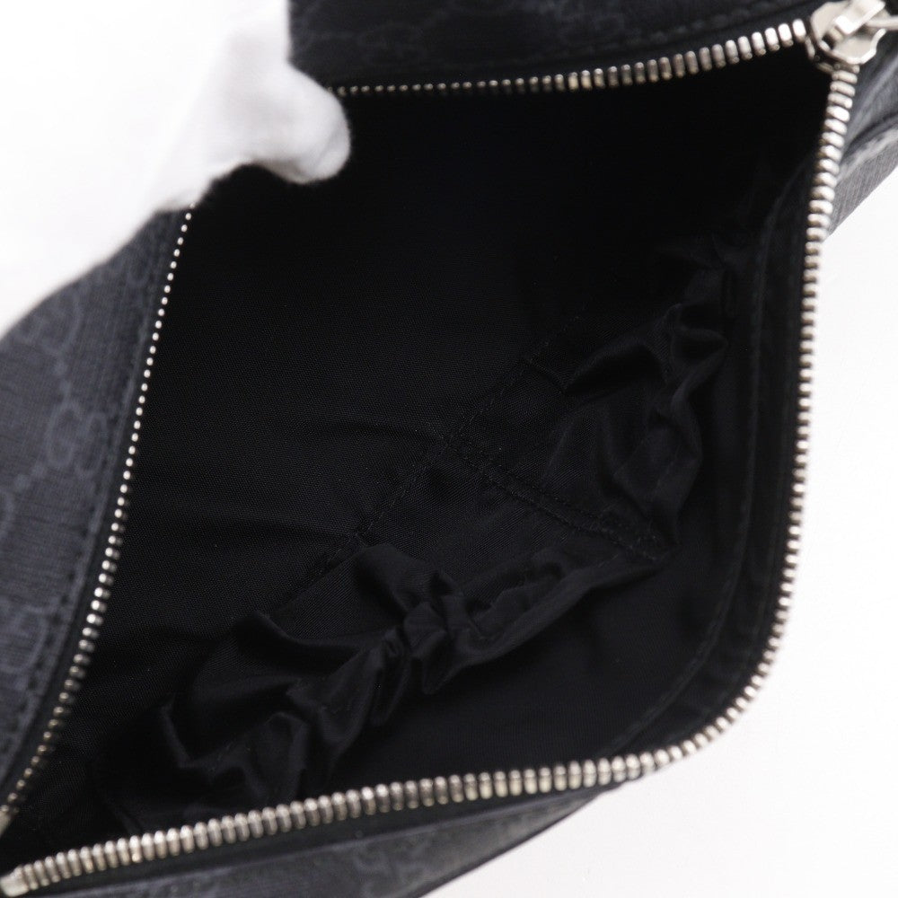 Gucci Interlocking G Patch Zip Around Crossbody Bag GG Supreme Canvas, BLACK, CANVAS, Crossbody bag