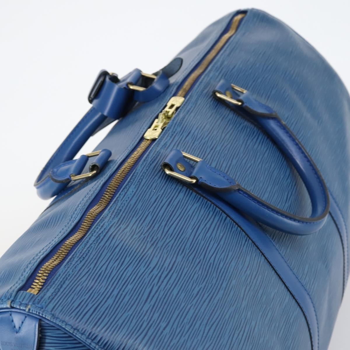 Louis Vuitton Keepall Bag Epi Leather, BLUE, LEATHER, Travel bag