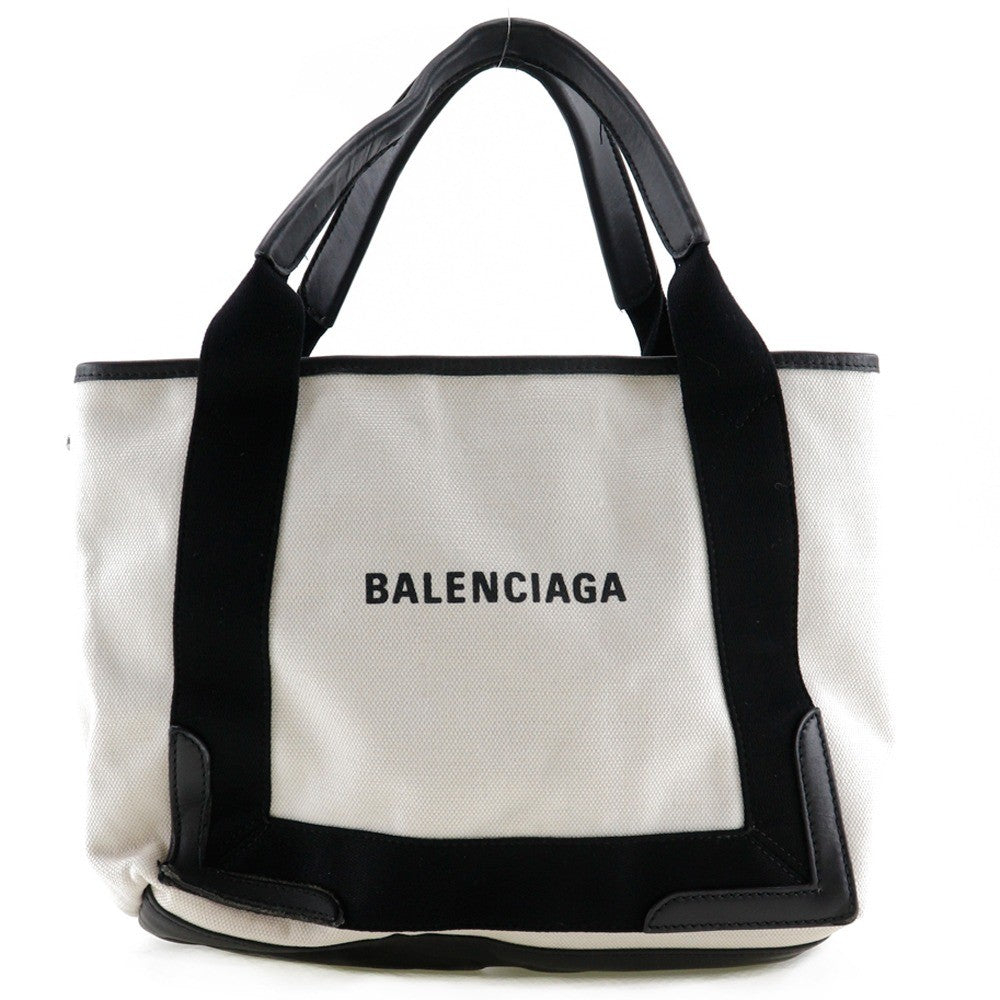 Balenciaga Cabas Tote Canvas and Leather, WHITE, CANVAS, Tote bag