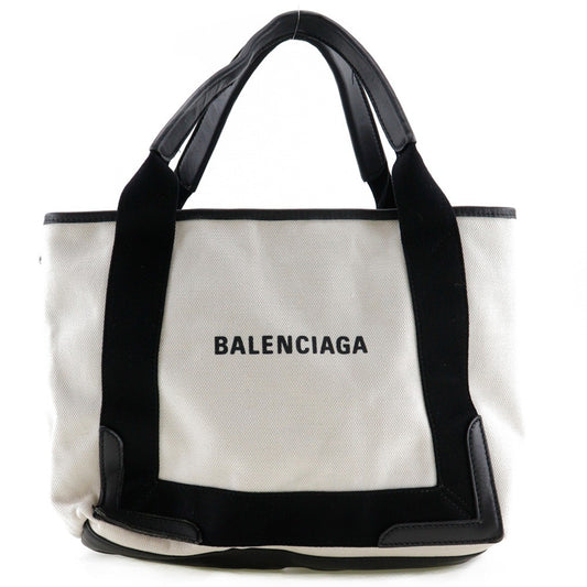 Balenciaga Cabas Tote Canvas and Leather, WHITE, CANVAS, Tote bag