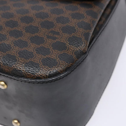 Celine Vintage Convertible Top Handle Bag Macadam Coated Canvas, BLACK, CANVAS, Handbag