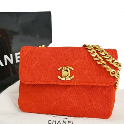 Chanel Vintage Clutch Pleated Leather, RED, CANVAS, Shoulder bag