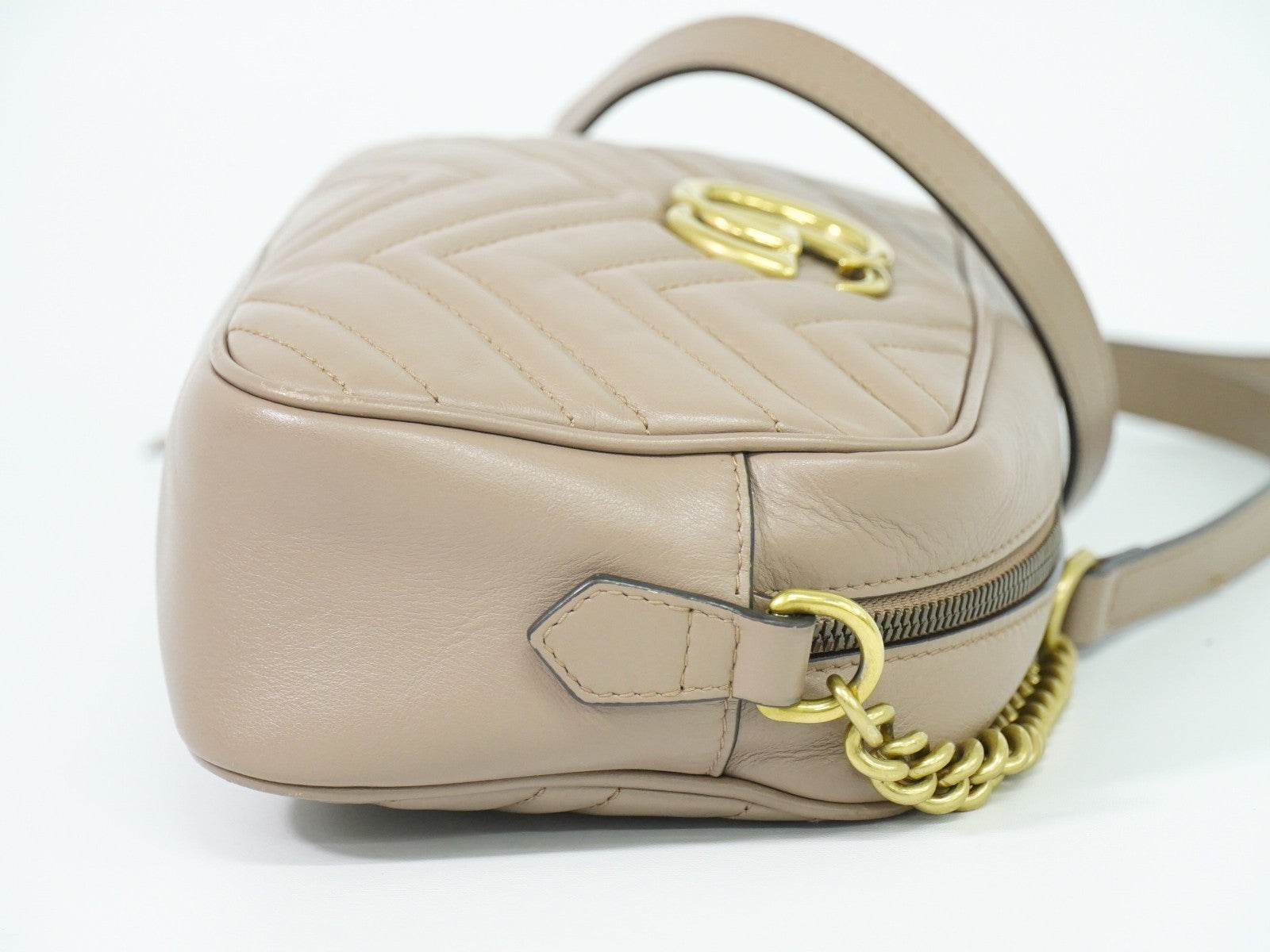 Gucci GG Marmont Shoulder Bag Matelasse Leather, BEIGE, LEATHER, Shoulder bag