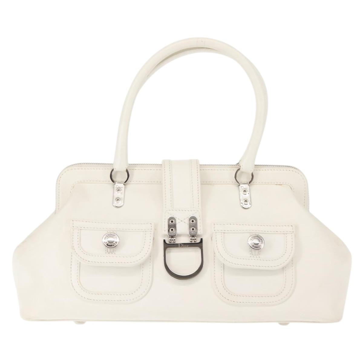 Christian Dior Vintage Handbag Leather, WHITE, LEATHER, Handbag
