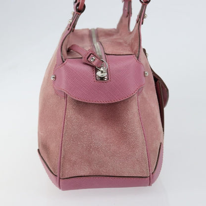 Salvatore Ferragamo Gancini handbag Suede, PINK, SUEDE, Handbag