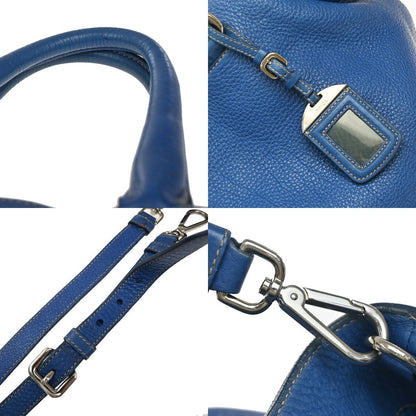 Prada Vintage Tote Leather, BLUE, LEATHER, Tote bag