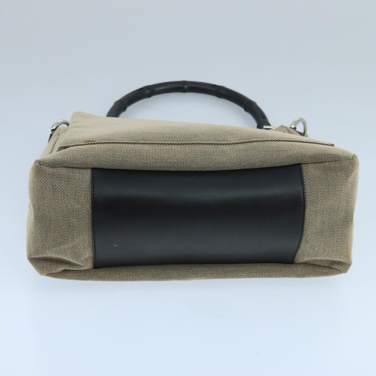 Gucci Vintage Bamboo Handle Tote Canvas, BEIGE, CANVAS, Shoulder bag