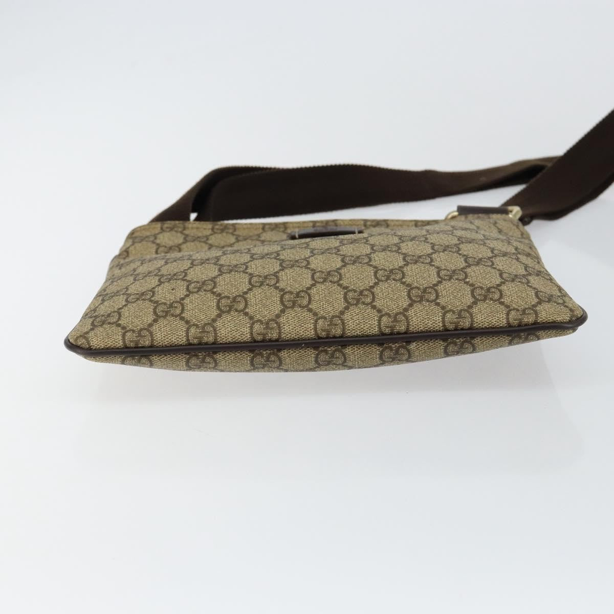 Gucci Flat Messenger Bag GG Canvas, BEIGE, CANVAS, Shoulder bag