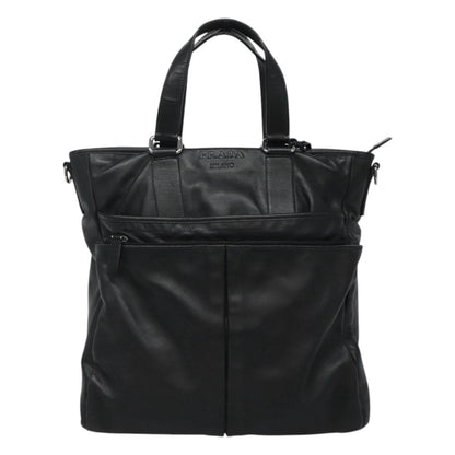 Prada Vintage Zip Handbag Tessuto, BLACK, LEATHER, Handbag
