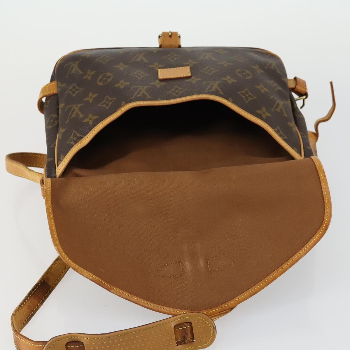 Louis Vuitton Saumur Handbag Monogram Canvas, BROWN, CANVAS, Handbag
