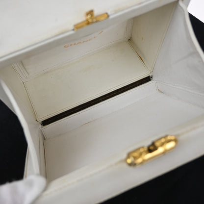 Chanel CC Logo Chain Handbag Canvas and Leather, ECRU, CALFSKIN, Handbag