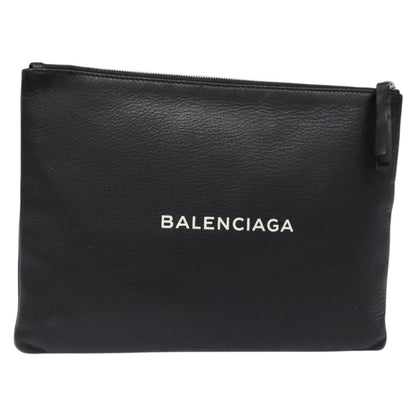 Balenciaga Everyday Logo Pouch Printed Leather, BLACK, LEATHER, Clutche & pouche