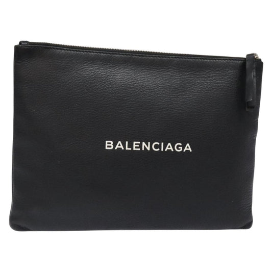 Balenciaga Everyday Logo Pouch Printed Leather, BLACK, LEATHER, Clutche & pouche