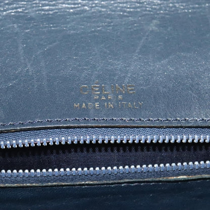 Celine Flap Shoulder Bag Leather, NAVY, LEATHER, Shoulder bag