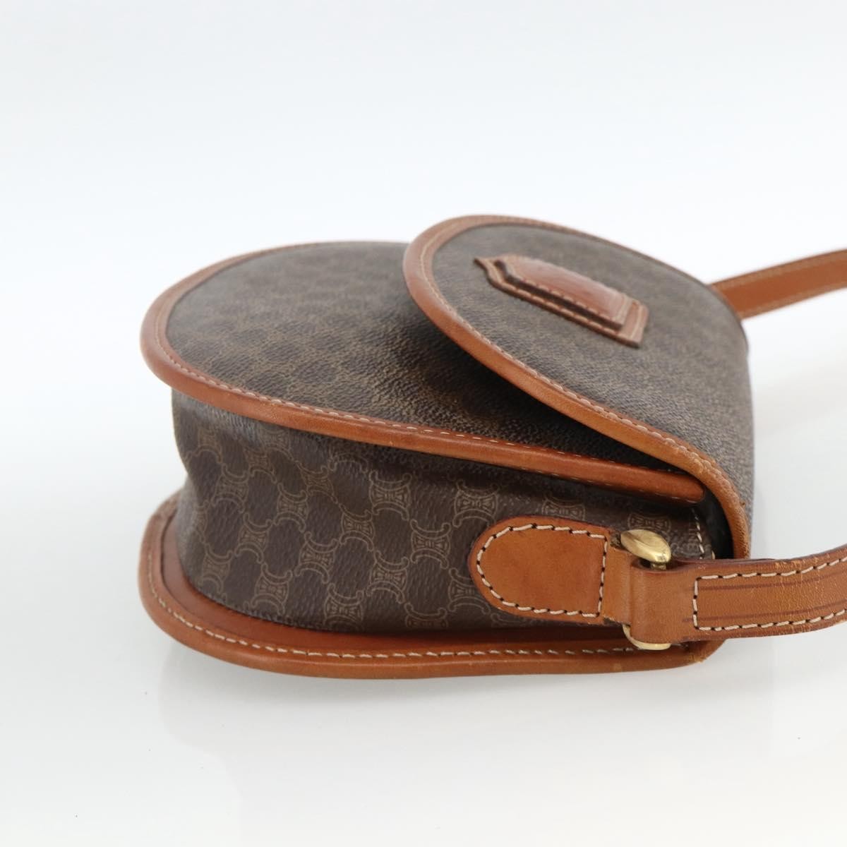 Celine Vintage Macadam Shoulder Bag Canvas and Leather, Brown, Canvas, Shoulder Bag