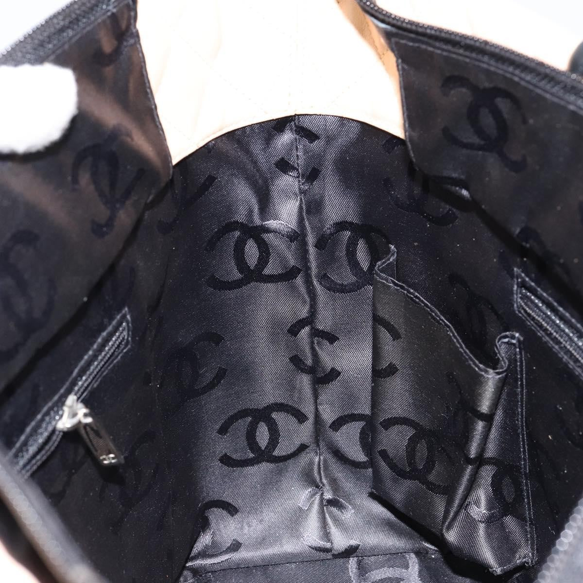 Chanel Cambon Tote Quilted Leather, BEIGE, LEATHER, Tote bag