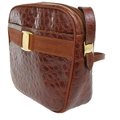 Salvatore Ferragamo Vala Shoulder Bag Leather, BROWN, LEATHER, Shoulder bag