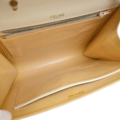 Celine Vintage Triomphe Flap Bag Leather, WHITE, LEATHER, Shoulder bag