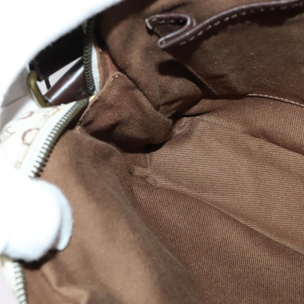 Celine Vintage Macadam Shoulder Bag Canvas and Leather, WHITE, CANVAS, Clutche & pouche