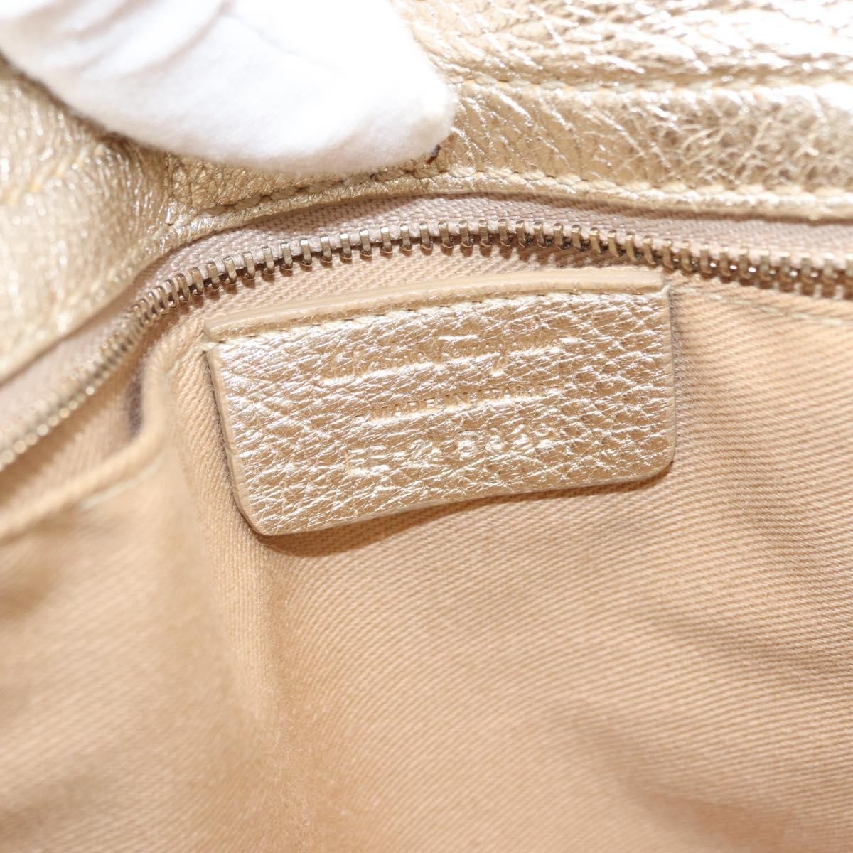 Salvatore Ferragamo Gancini Shoulder Bag Leather, GOLD, LEATHER, Shoulder bag