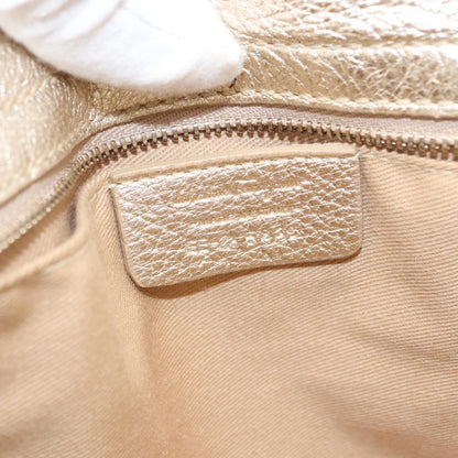 Salvatore Ferragamo Gancini Shoulder Bag Leather, GOLD, LEATHER, Shoulder bag