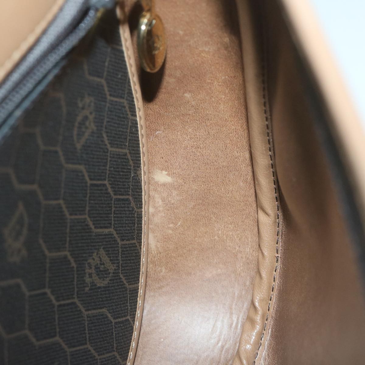 Christian Dior Vintage Honeycomb Flap Crossbody Bag Canvas and Leather, BLACK, CANVAS, Crossbody bag