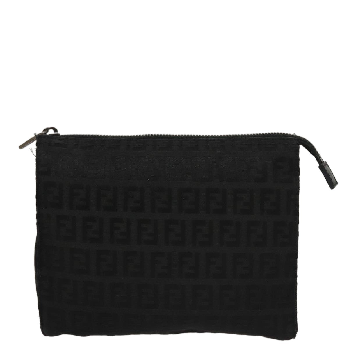 Fendi FF Logo Pouch Canvas, BLACK, CANVAS, Clutche & pouche