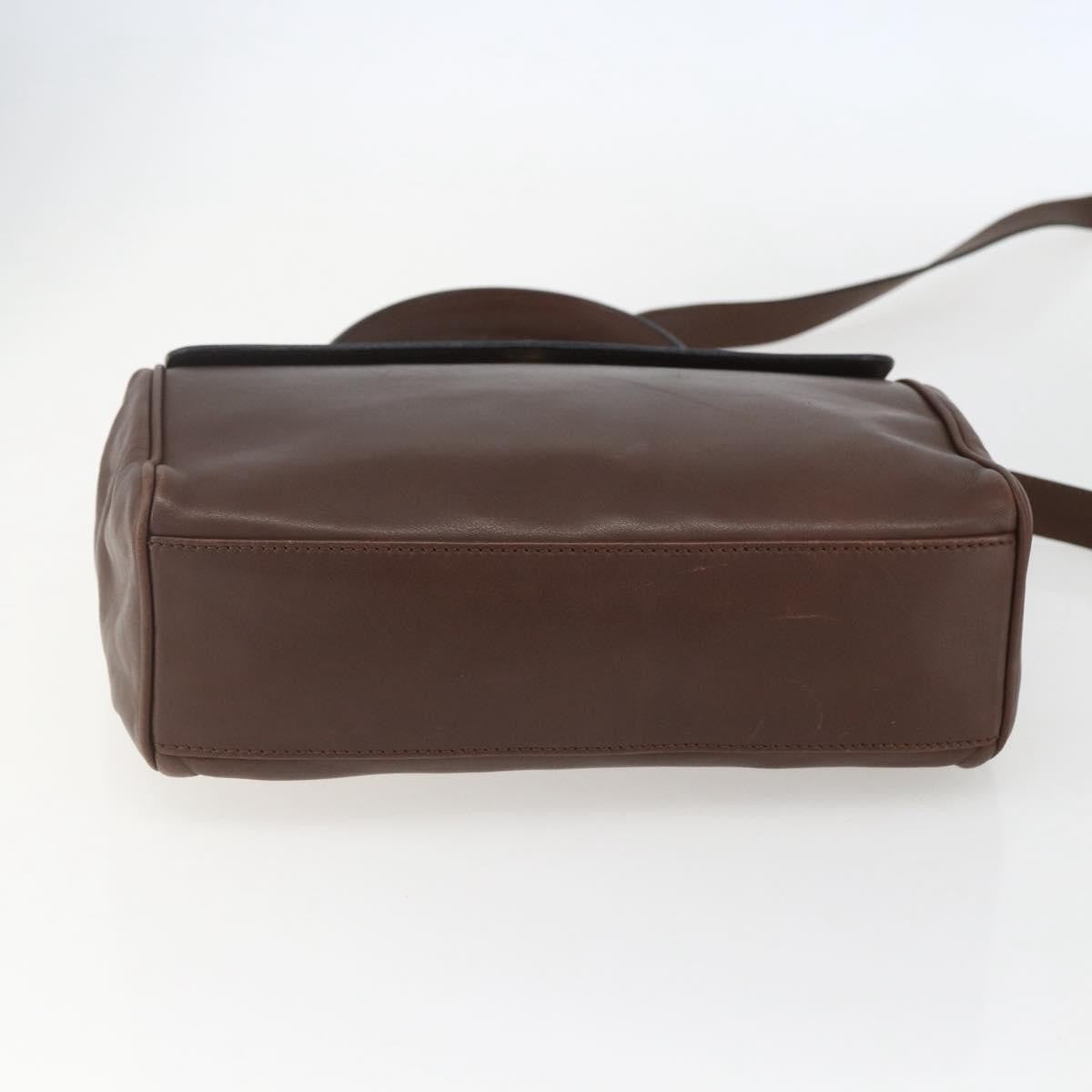 Celine Circle Logo Handbag Leather, BROWN, LEATHER, Handbag