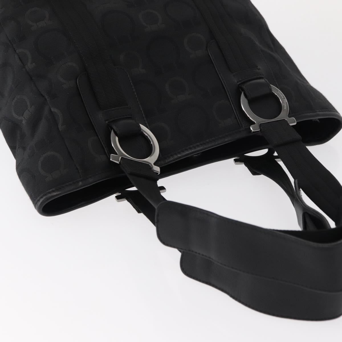 Salvatore Ferragamo Gancini Tote Gancini Canvas, BLACK, CANVAS, Tote bag