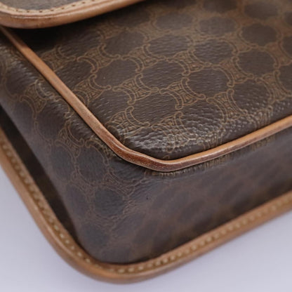 Celine Vintage Macadam Circle Logo Shoulder Bag Canvas and Leather, BROWN, CANVAS, Shoulder bag