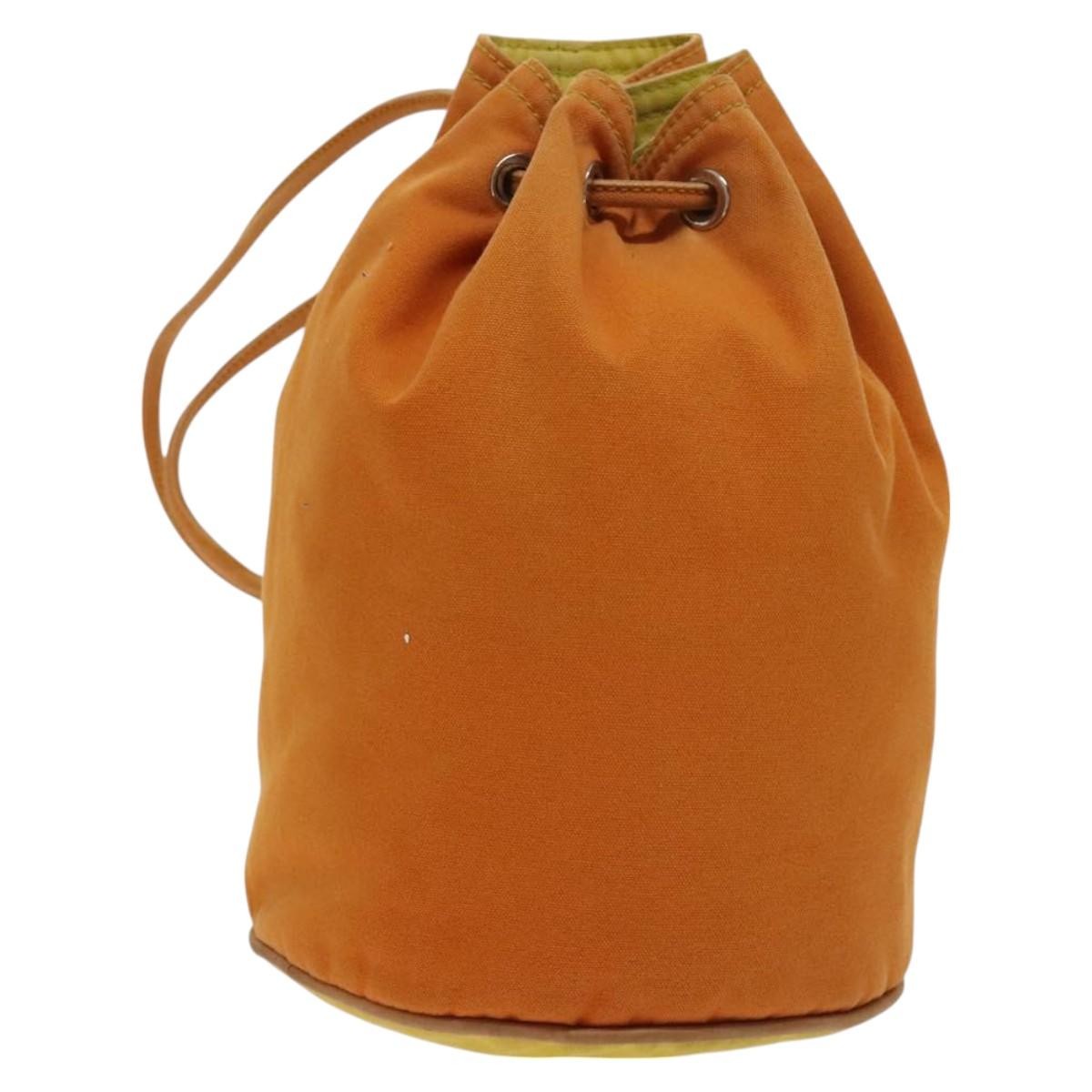 Hermes Polochon Mimile Drawstring Backpal Canvas, ORANGE, CANVAS, Backpack
