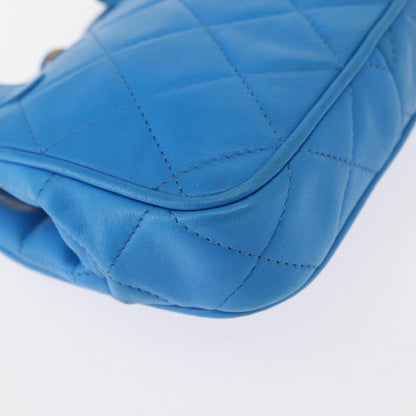 Chanel Vintage Diamond CC Tassel Waist Bag Quilted Lambskin, BLUE, LEATHER, Clutche & pouche