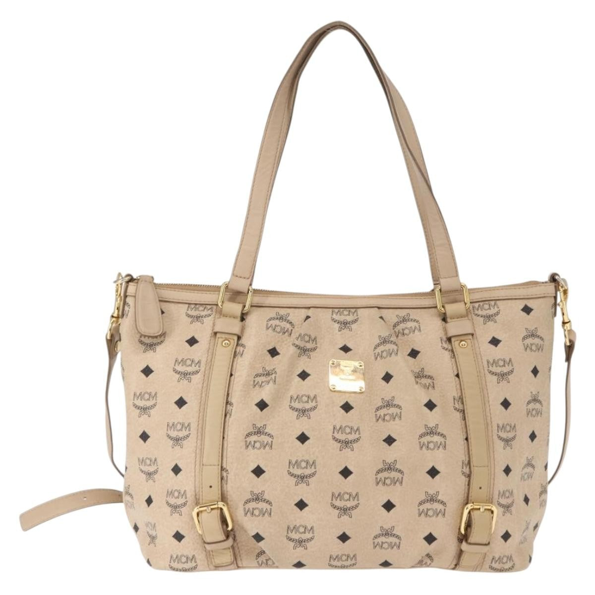 MCM Vintage Visetos Tote bag Canvas, BEIGE, PVC, Tote bag