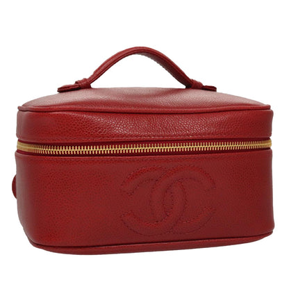 Chanel Vintage Timeless Cosmetic Case Caviar, RED, LEATHER, Clutche & pouche