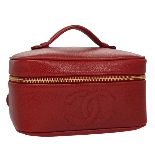 Chanel Vintage Timeless Cosmetic Case Caviar, RED, LEATHER, Clutche & pouche