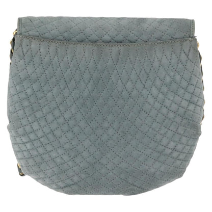 Bally Vintage Chain Shoulder Bag Quilted Suede, GRAY, SUEDE, Shoulder bag