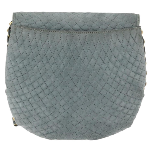 Bally Vintage Chain Shoulder Bag Quilted Suede, GRAY, SUEDE, Shoulder bag
