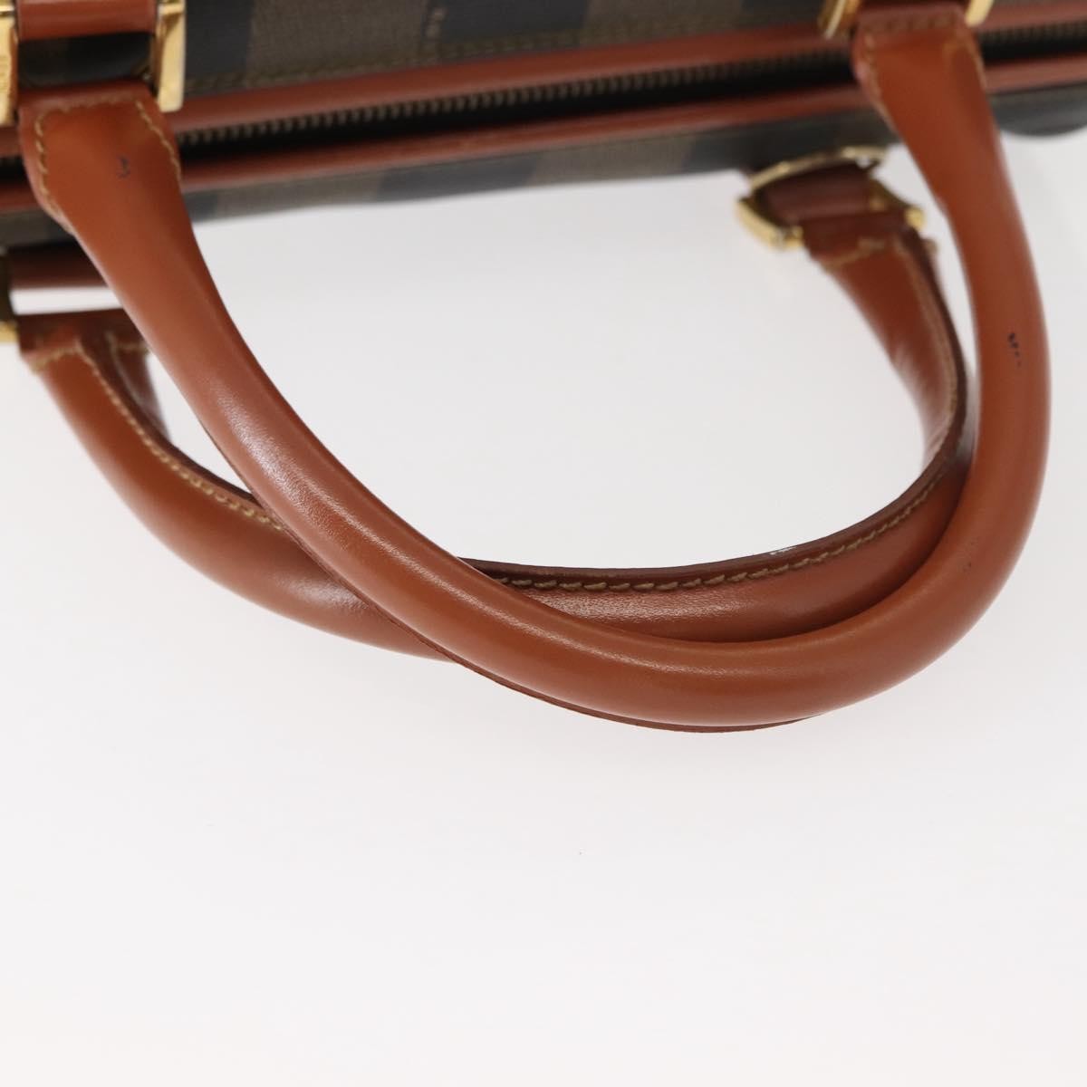 Fendi Vintage Pequin Convertible Boston Bag Coated Canvas, BROWN, CANVAS, Handbag