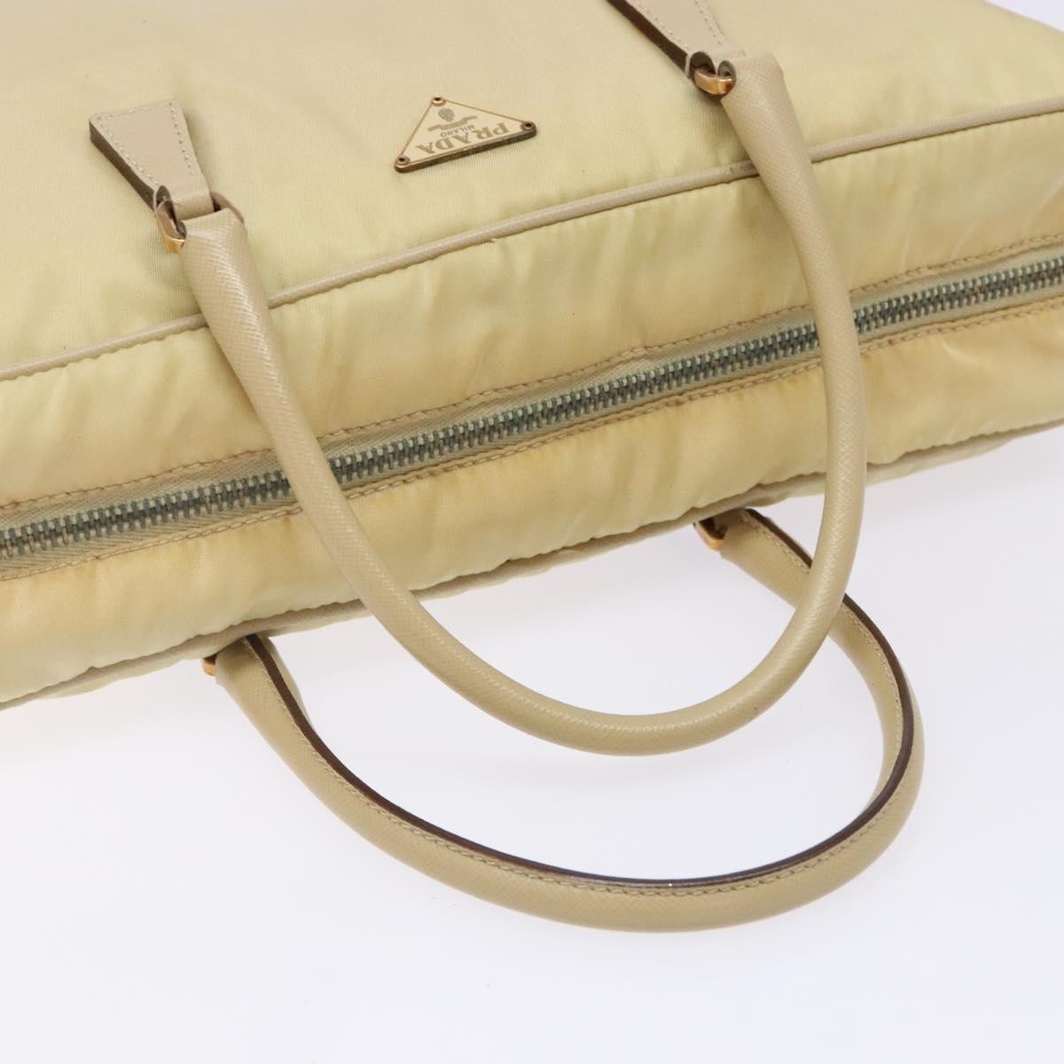 Prada Vintage Zip Handbag Tessuto, BEIGE, NYLON, Handbag
