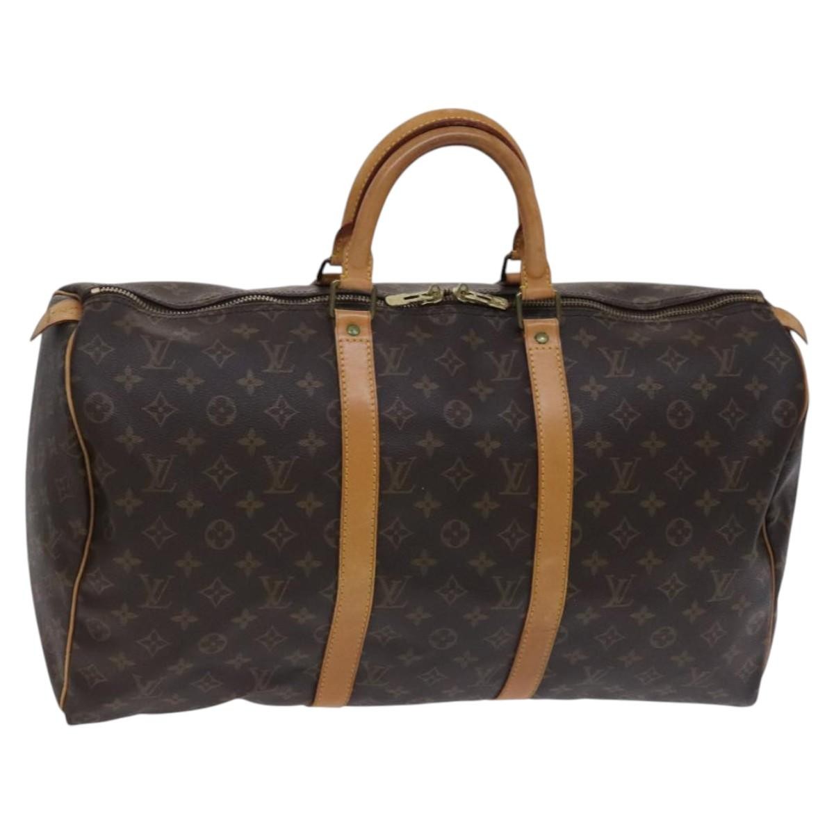 Louis Vuitton Keepall Bag Monogram Canvas, BROWN, CANVAS, Travel bag