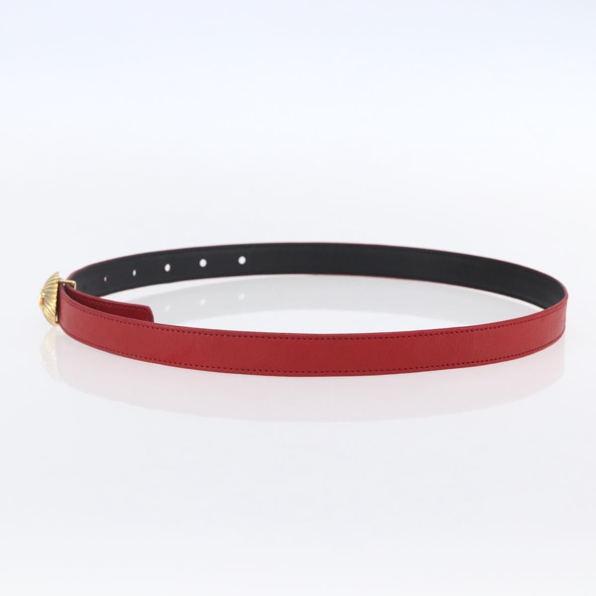 Chanel CC Round Button Belt Leather, RED, LEATHER, Belts
