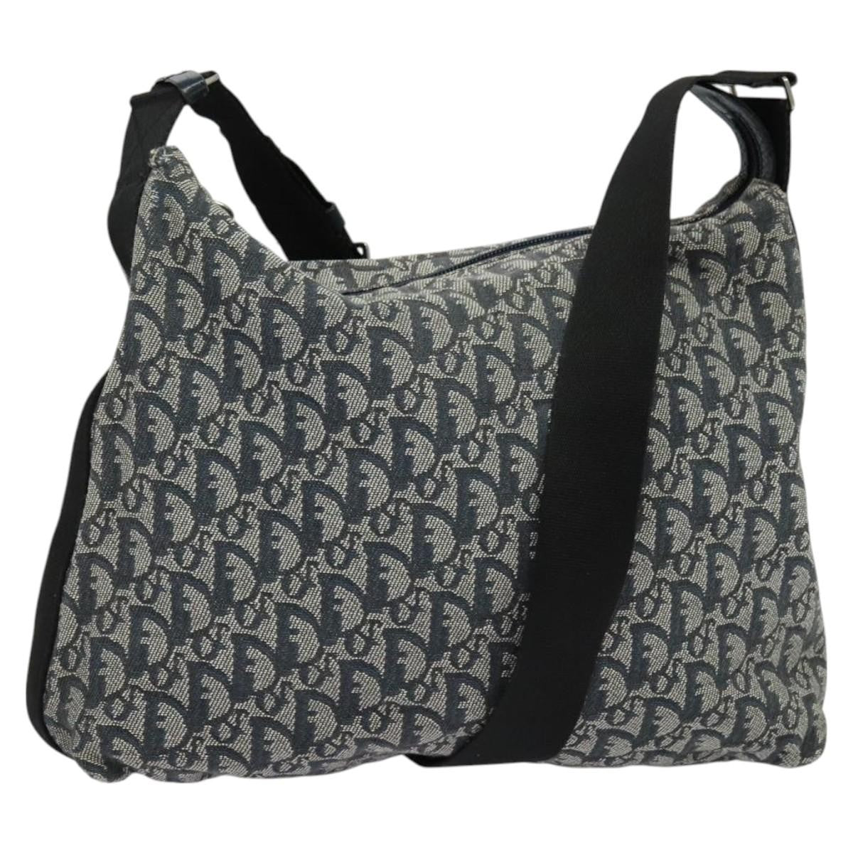 Christian Dior Vintage Zip Shoulder Bag Diorissimo Canvas, NAVY, CANVAS, Shoulder bag