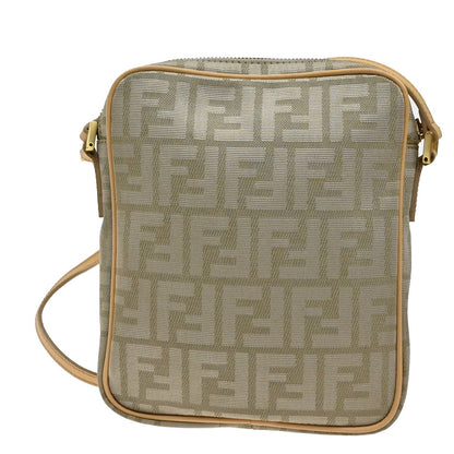 Fendi Logo Zucca Shoulder Bag Zucca, BEIGE, CANVAS, Shoulder bag