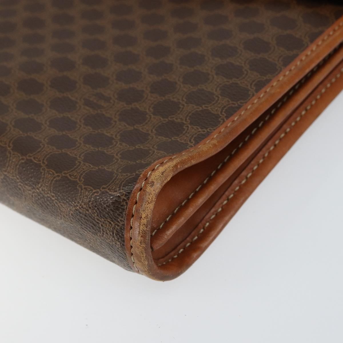 Celine Macadam Pochette Canvas and Leather, BROWN, CANVAS, Clutche & pouche