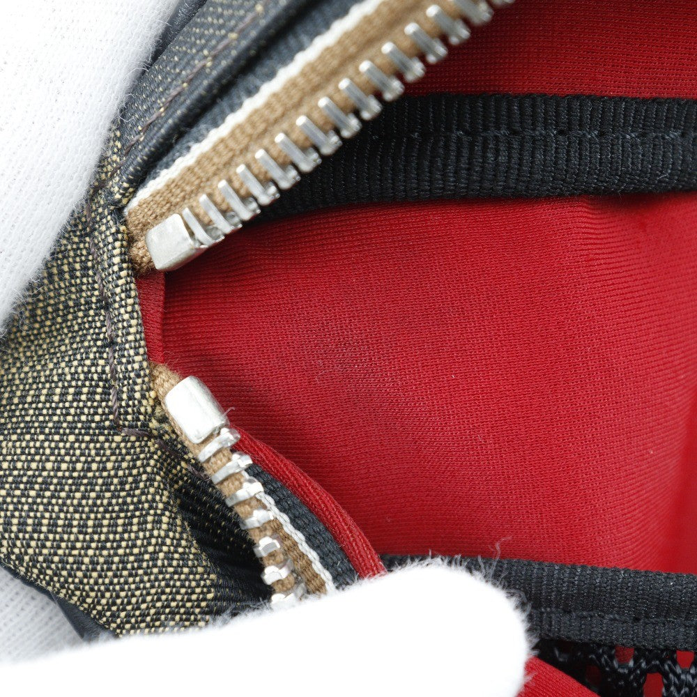 Fendi Front Pocket Waist Bag Pequin Canvas, BROWN, NYLON, Travel bag