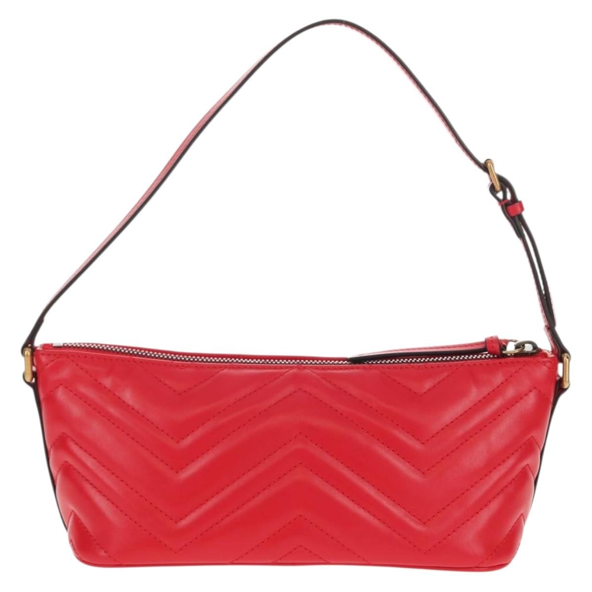 Gucci GG Marmont Pochette Shoulder Bag Matelasse Leather, RED, LEATHER, Clutche & pouche