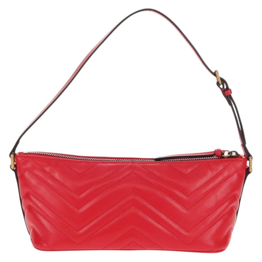 Gucci GG Marmont Pochette Shoulder Bag Matelasse Leather, RED, LEATHER, Clutche & pouche
