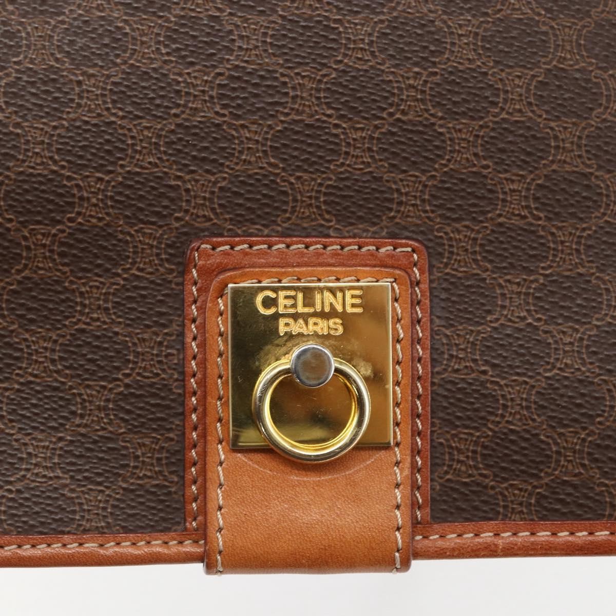 Celine Vintage Macadam Shoulder Bag Canvas and Leather, BROWN, CANVAS, Shoulder bag